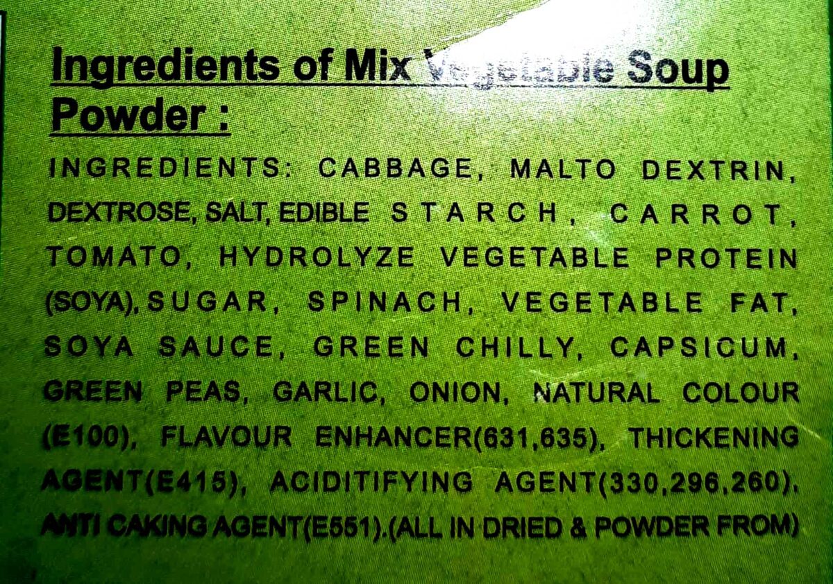 All Fresh Mix Veg Soup Ingredient