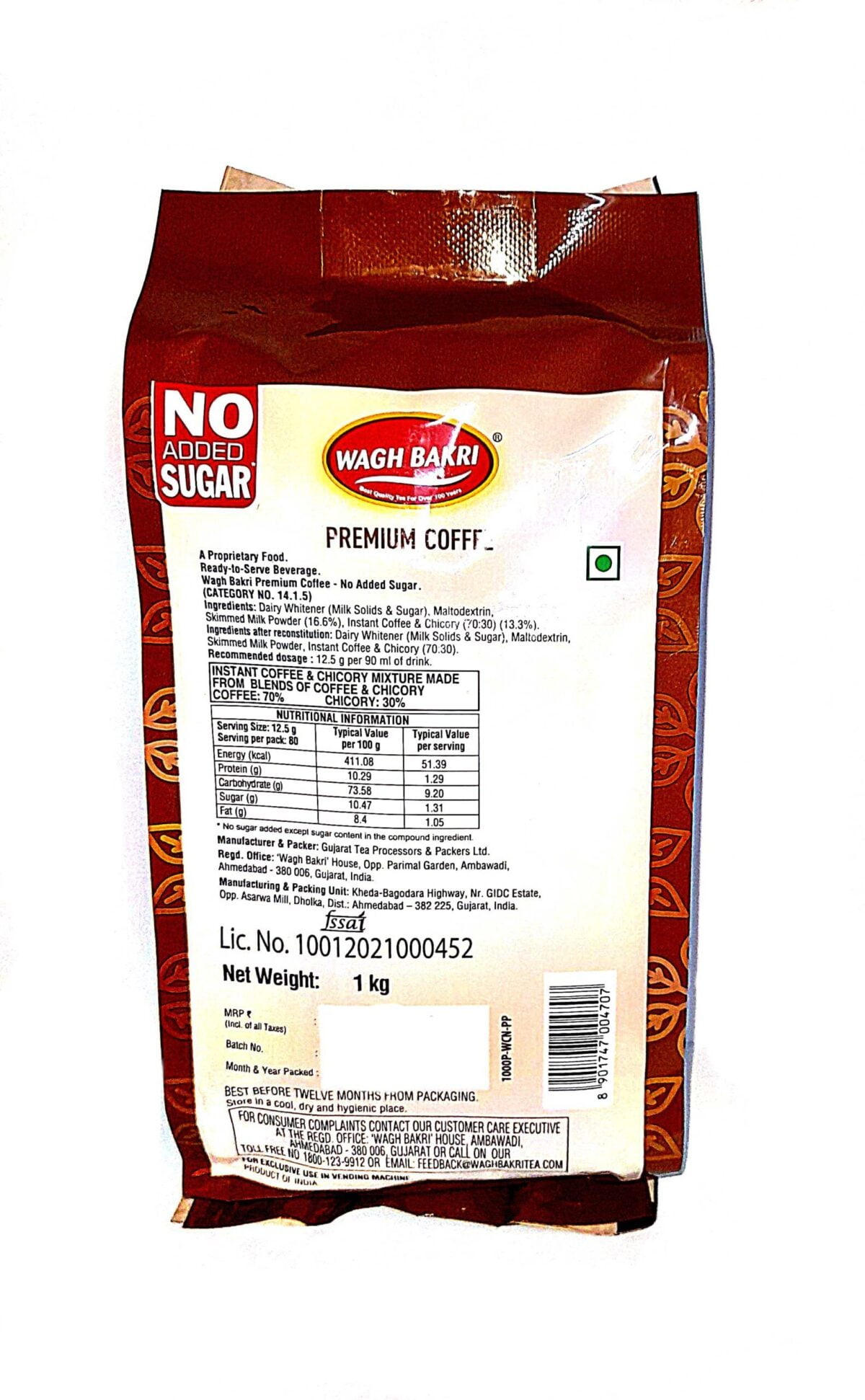 Wagh Bakri No Added Sugar Coffee Premix Back scaled